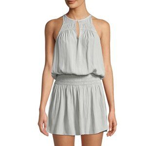 Ramy Brook Hillton Keyhole Dress Grey Sleeveless Smocked Waist Mini Size Large